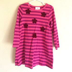 Hanna Andersson pink stripe dress w/velvet flowers